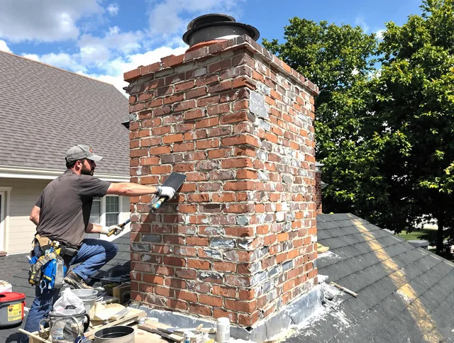 Completed chimney rebuild by Harrisburg Chimney Sweep in Harrisburg, NC