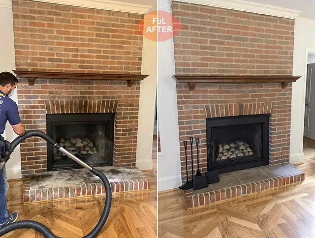 Harrisburg Chimney Sweep carefully sanitizing a fireplace in Harrisburg, NC