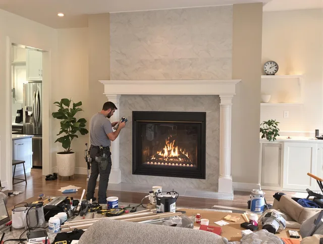 Newly installed fireplace by Harrisburg Chimney Sweep in Harrisburg, NC